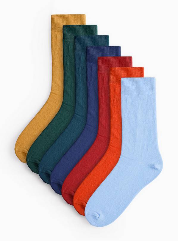 Plain Bright Ankle Socks 7 Pack 6-8.5